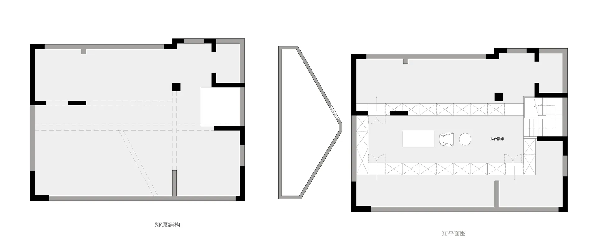 A technical drawing of a 3F space planning flat layout showing the layout and structure.