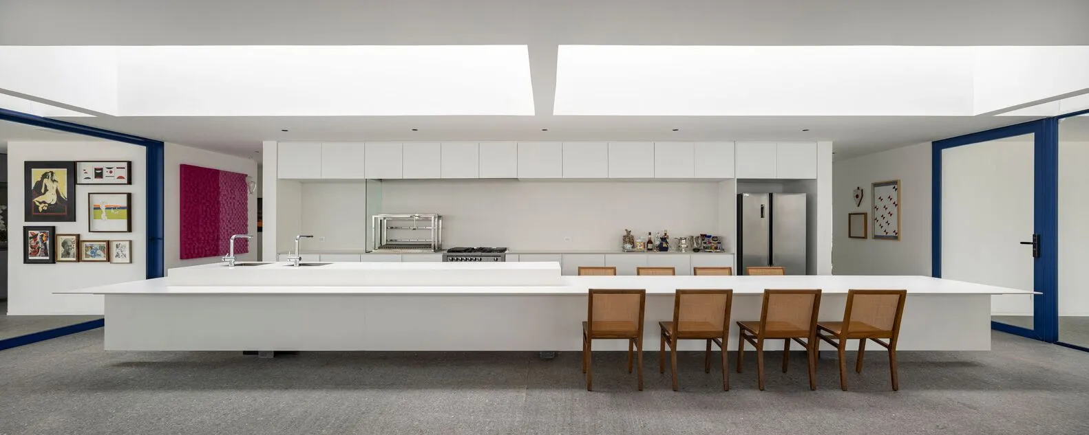 Contemporary residential kitchen featuring a white countertop.