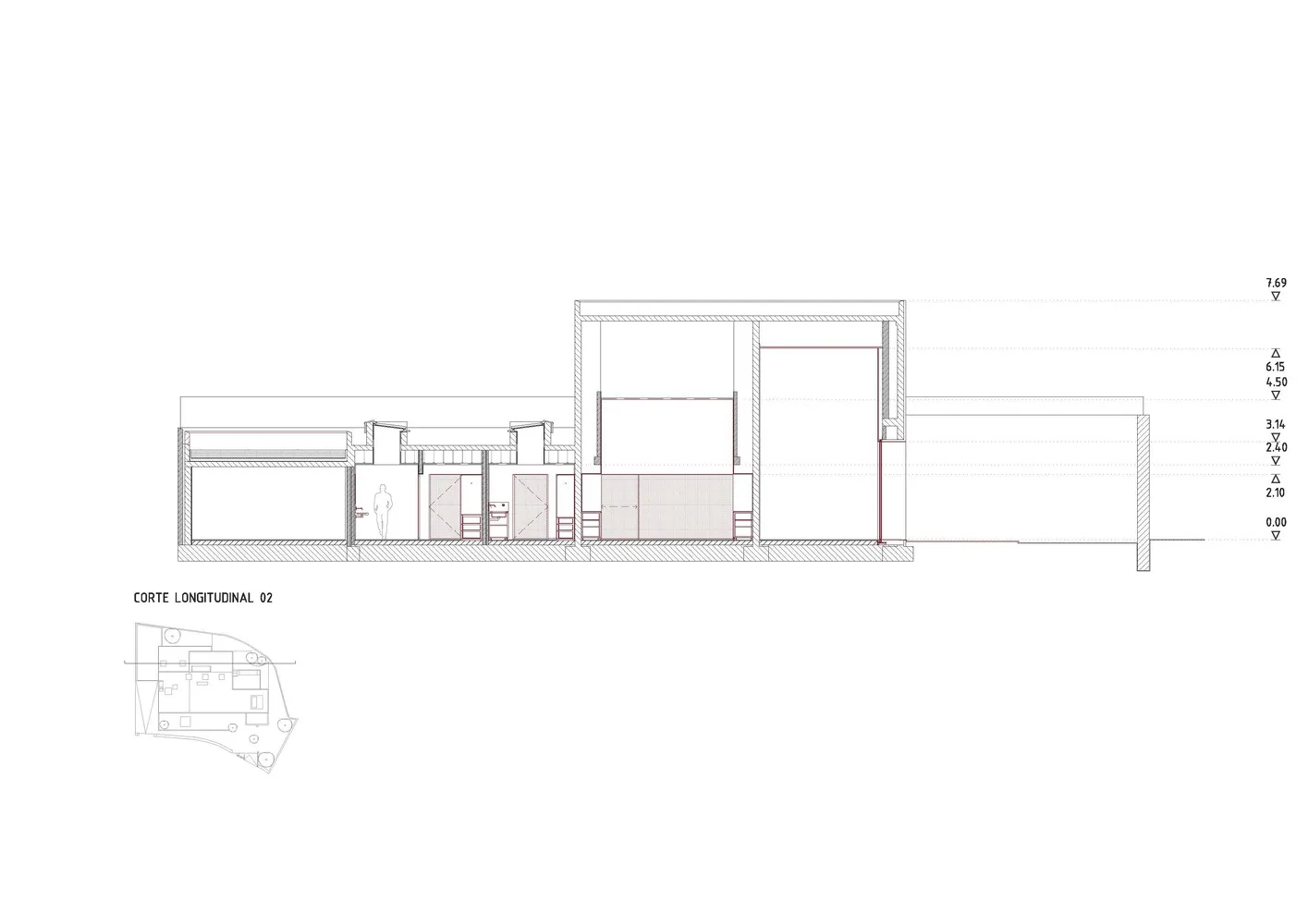 A detailed architectural floor plan of a minimalist modern living room.