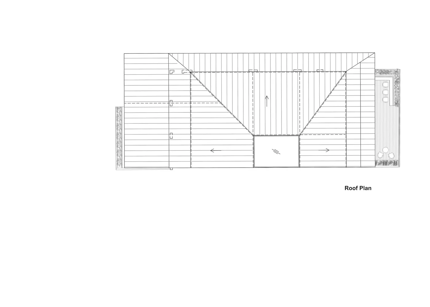 Detailed line drawing of a roof plan