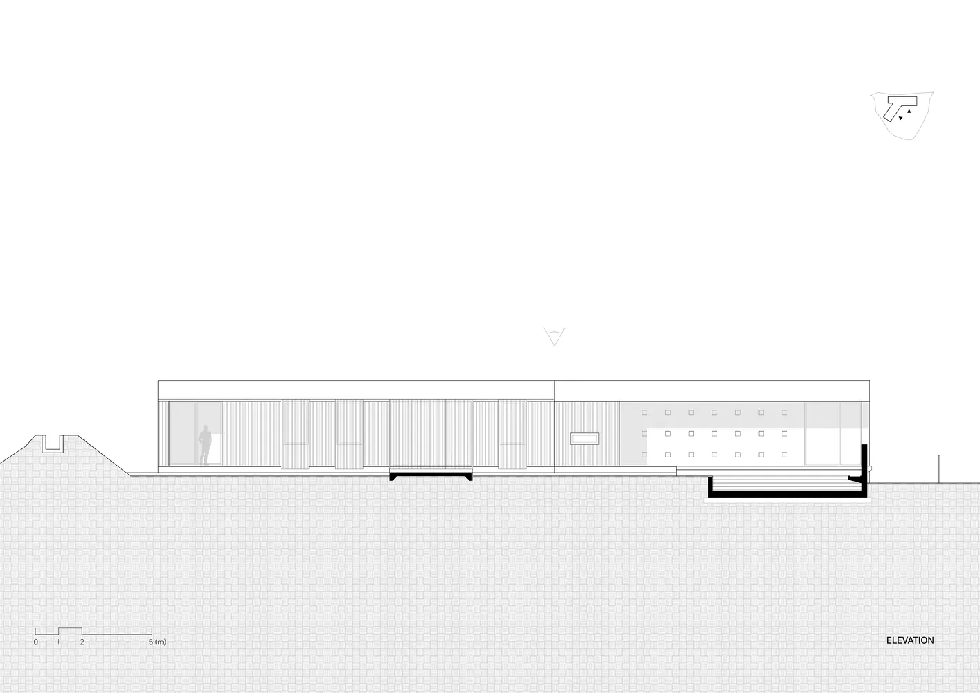 一幅極簡現代住宅建築圖，展示玻璃牆面。
