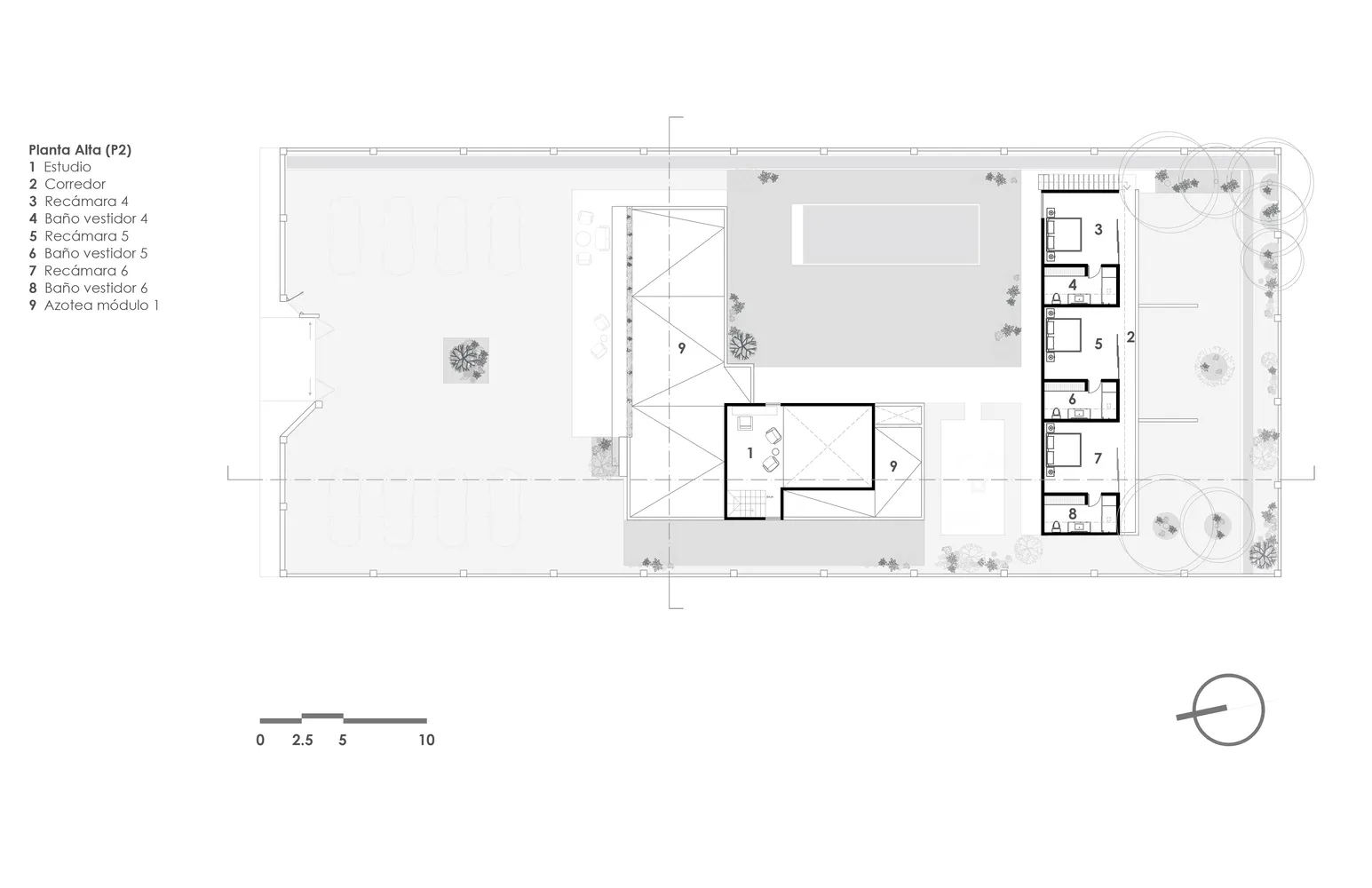 公寓大樓的樓層平面圖,採用混凝土建材。