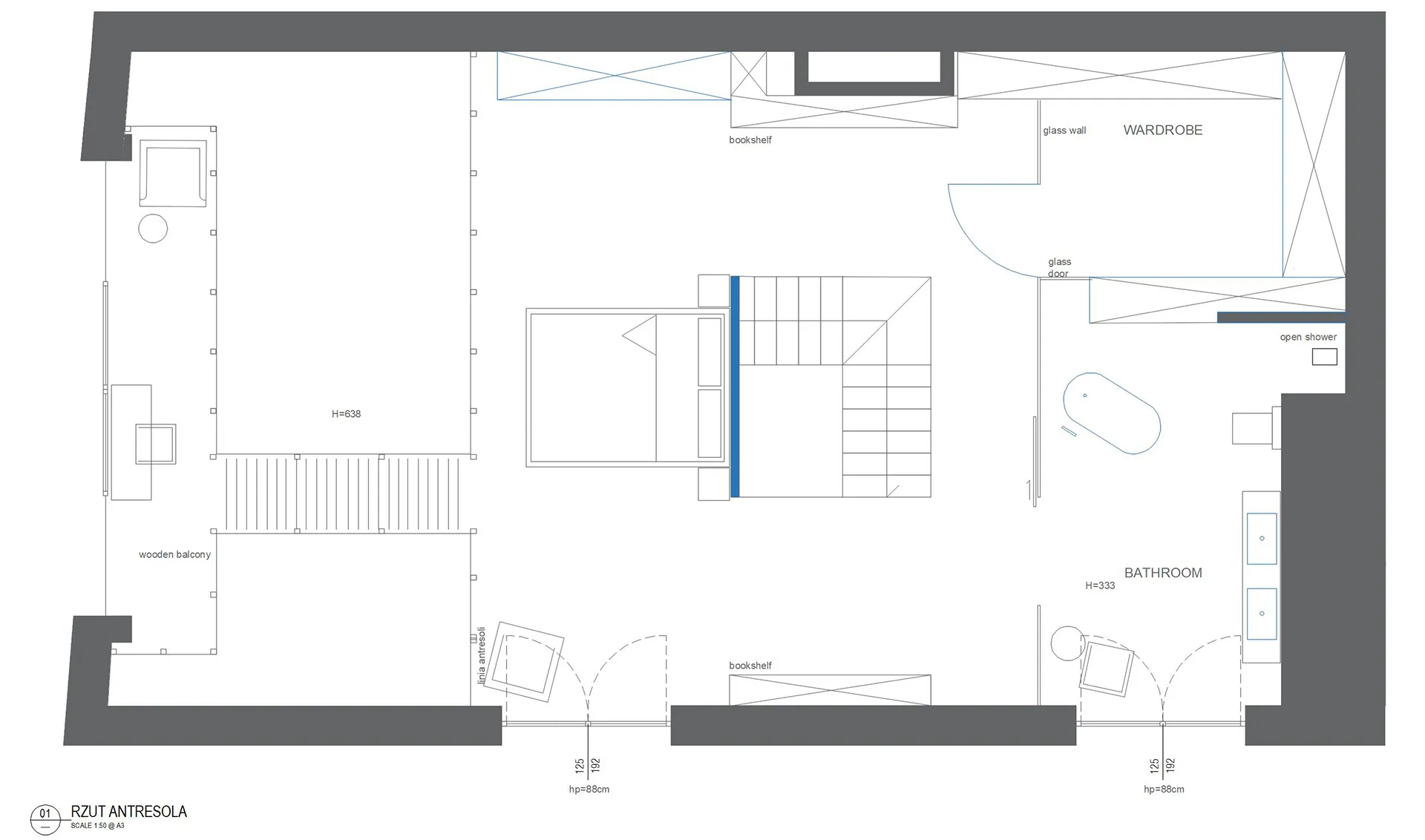 Modern residential floor plan with minimalist design.