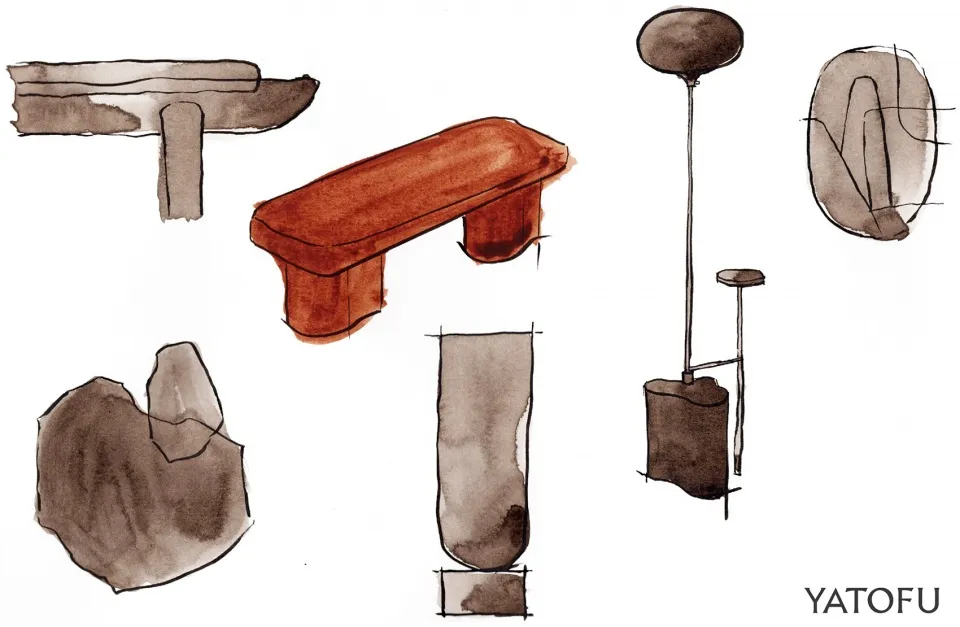 Industrial-style wooden stool with a rounded seat and metal legs