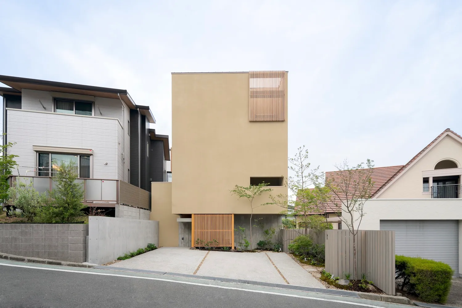 Modern architecture with concrete facade and minimalist design.