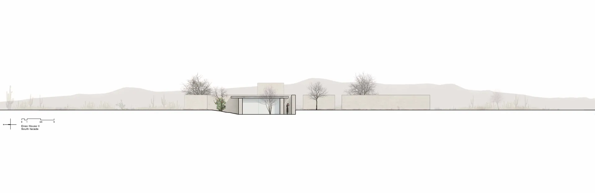 A modern architectural exterior with a minimalist design using concrete materials.
