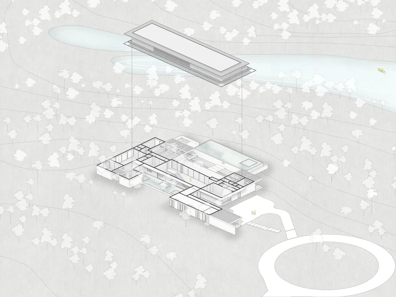An architectural floor plan drawing of a residential building made on paper.
