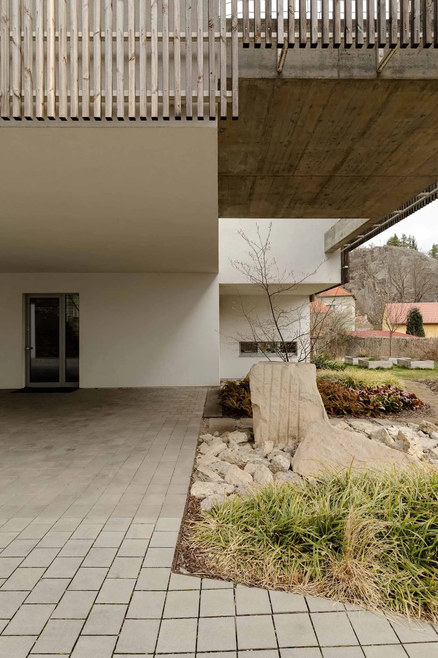 Concrete exterior of a minimalist modern building