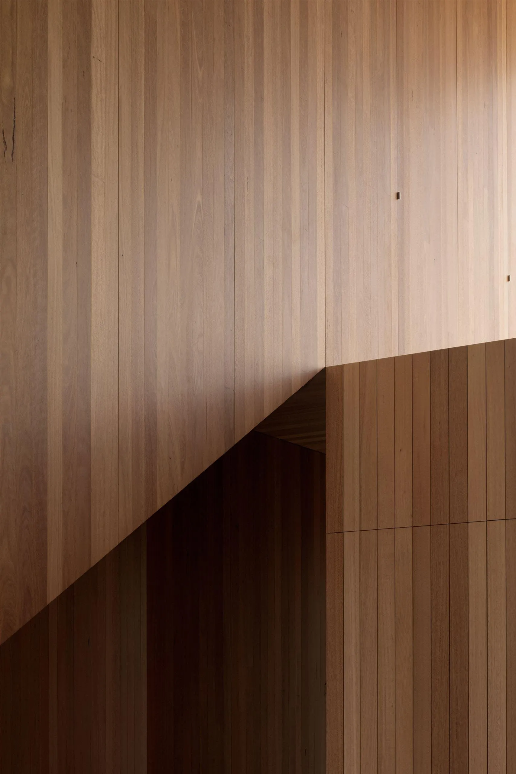 Wooden wall panels arranged in a minimalist design
