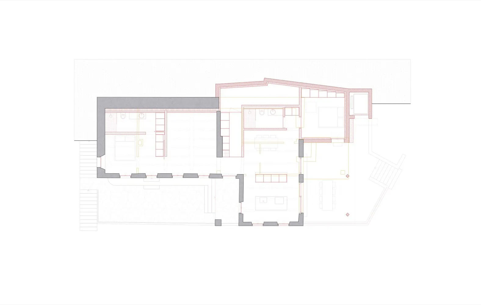 Technical blueprint of a modern interior design space.
