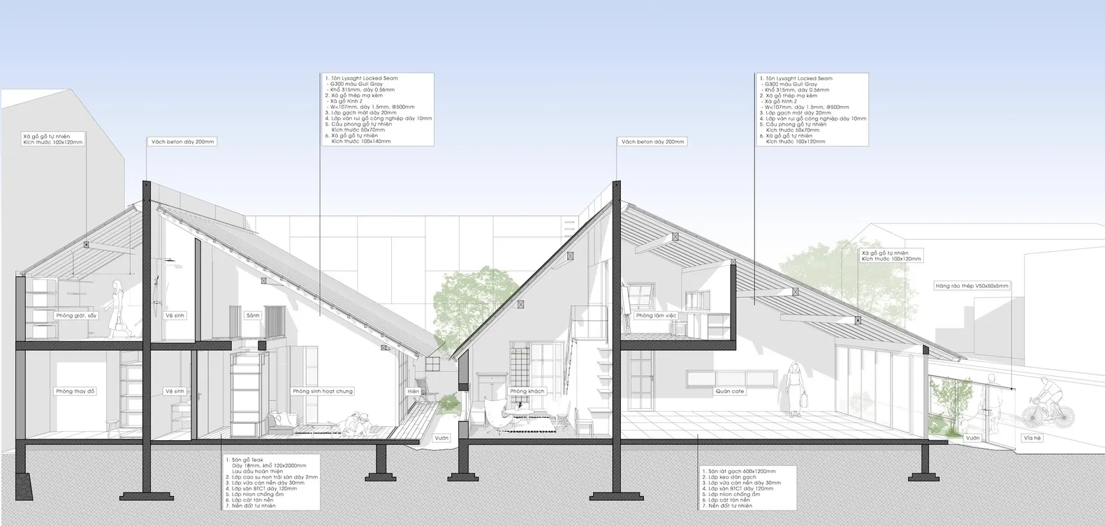 Simplified architectural plan highlighting a modern indoor design featuring a metal roofing system, showcasing the structural