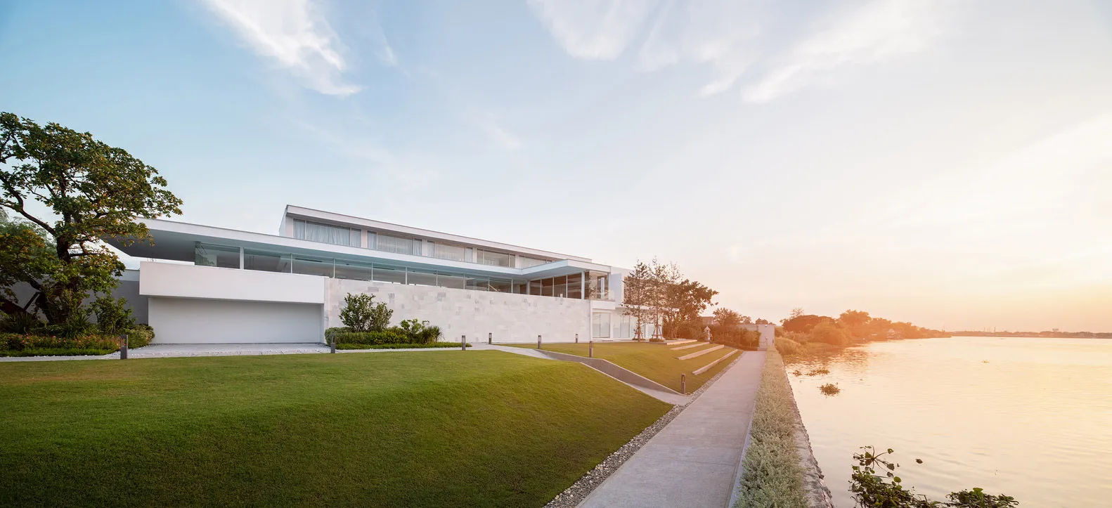 Modern residential house featuring concrete exterior