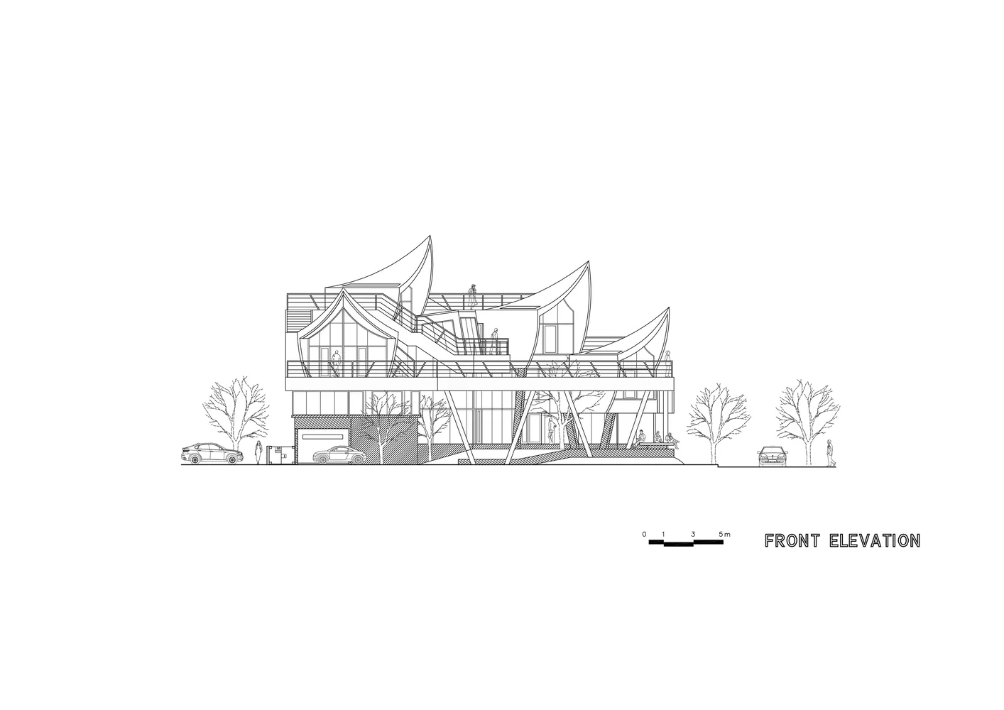 現代住宅採用金屬外觀與當代建築設計。