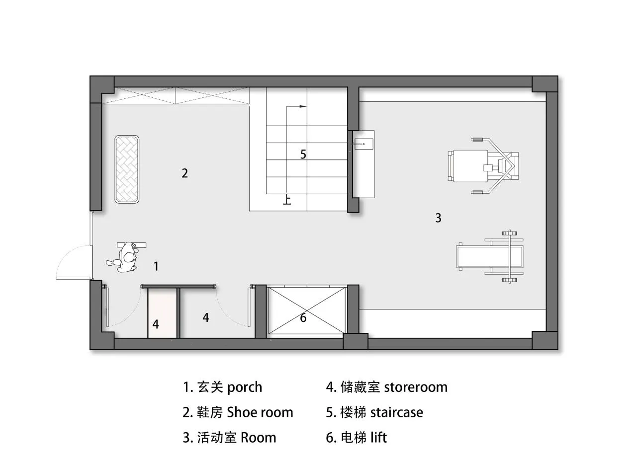 Floor plan image of a modern architectural layout with detailed sections for various rooms and features.