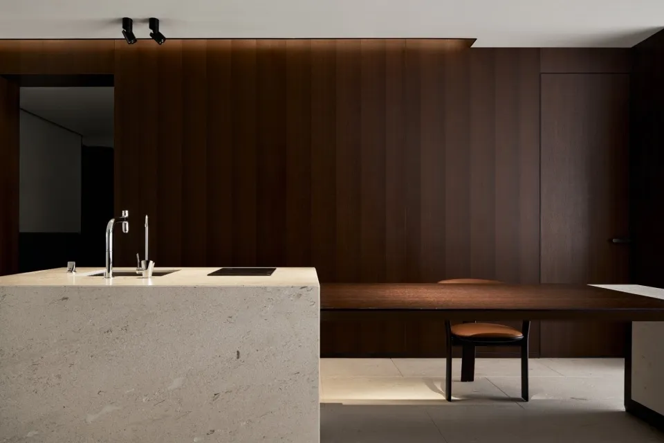 Modern kitchen with terrazzo countertop