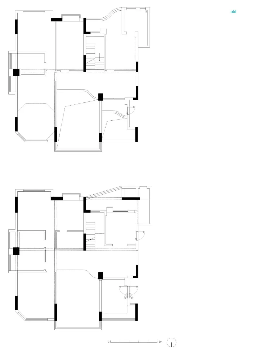 A technical 2D architectural drawing of a floor plan.