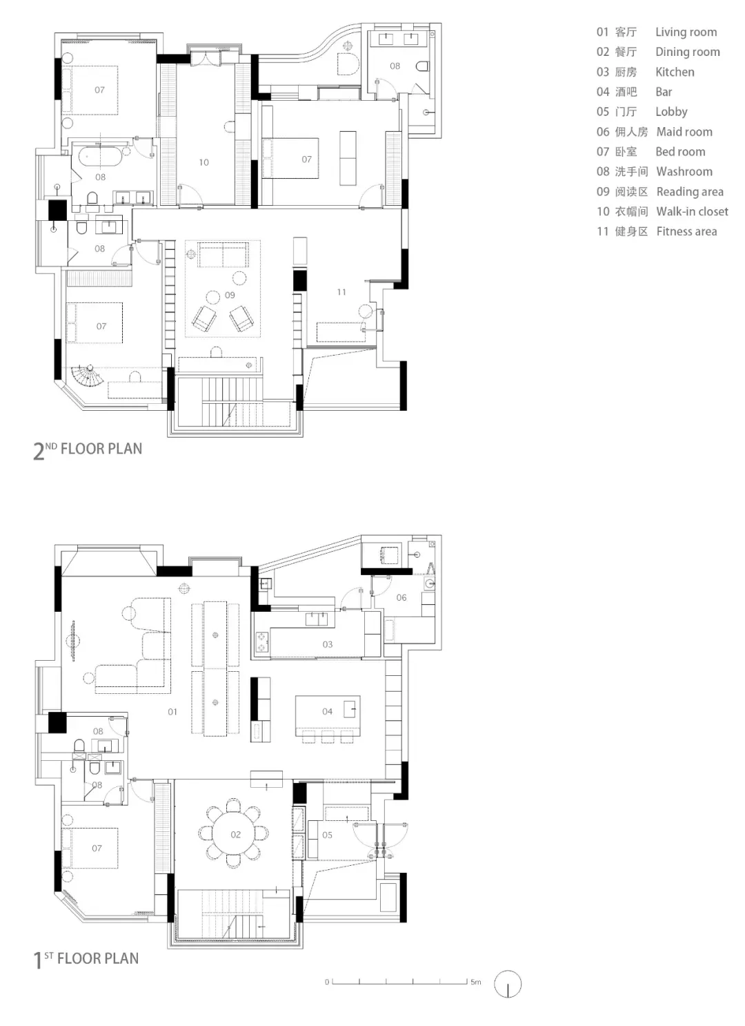 Floor plan sketch showing architectural layout and interior design details.