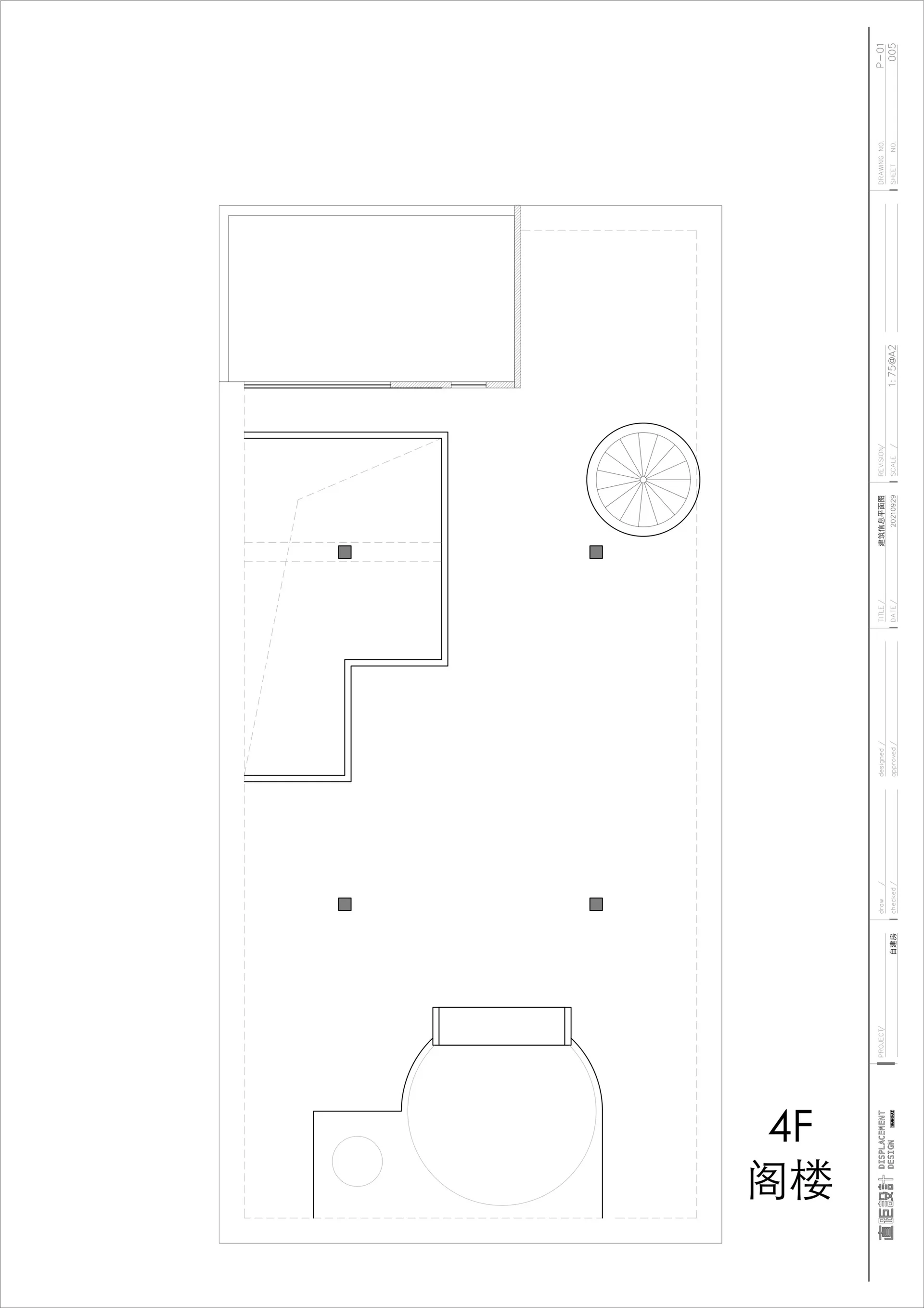 4F architectural layout, black and white blueprint.