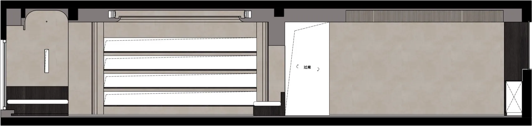 Metal cladding ceiling detail viewed from above in a commercial space.