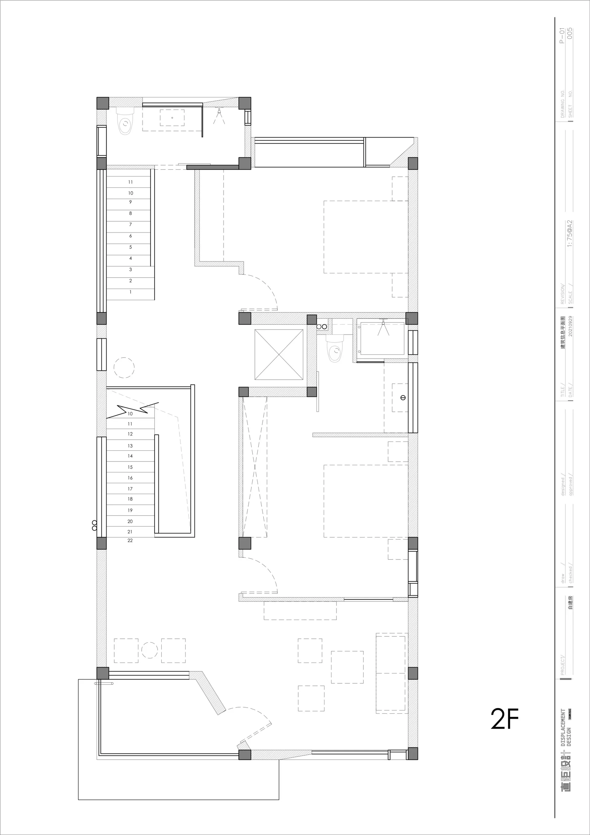 A detailed 2D architectural drawing of a modern residential floor plan.