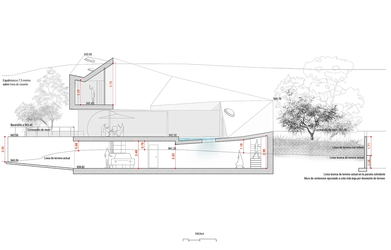 Modern architecture floor plan featuring concrete elements.