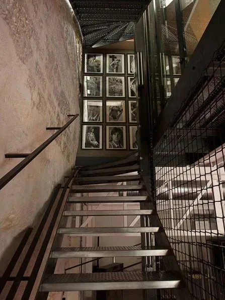 Modern, industrial-style metal staircase