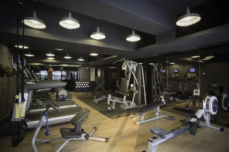 Well-equipped health club with modern design elements