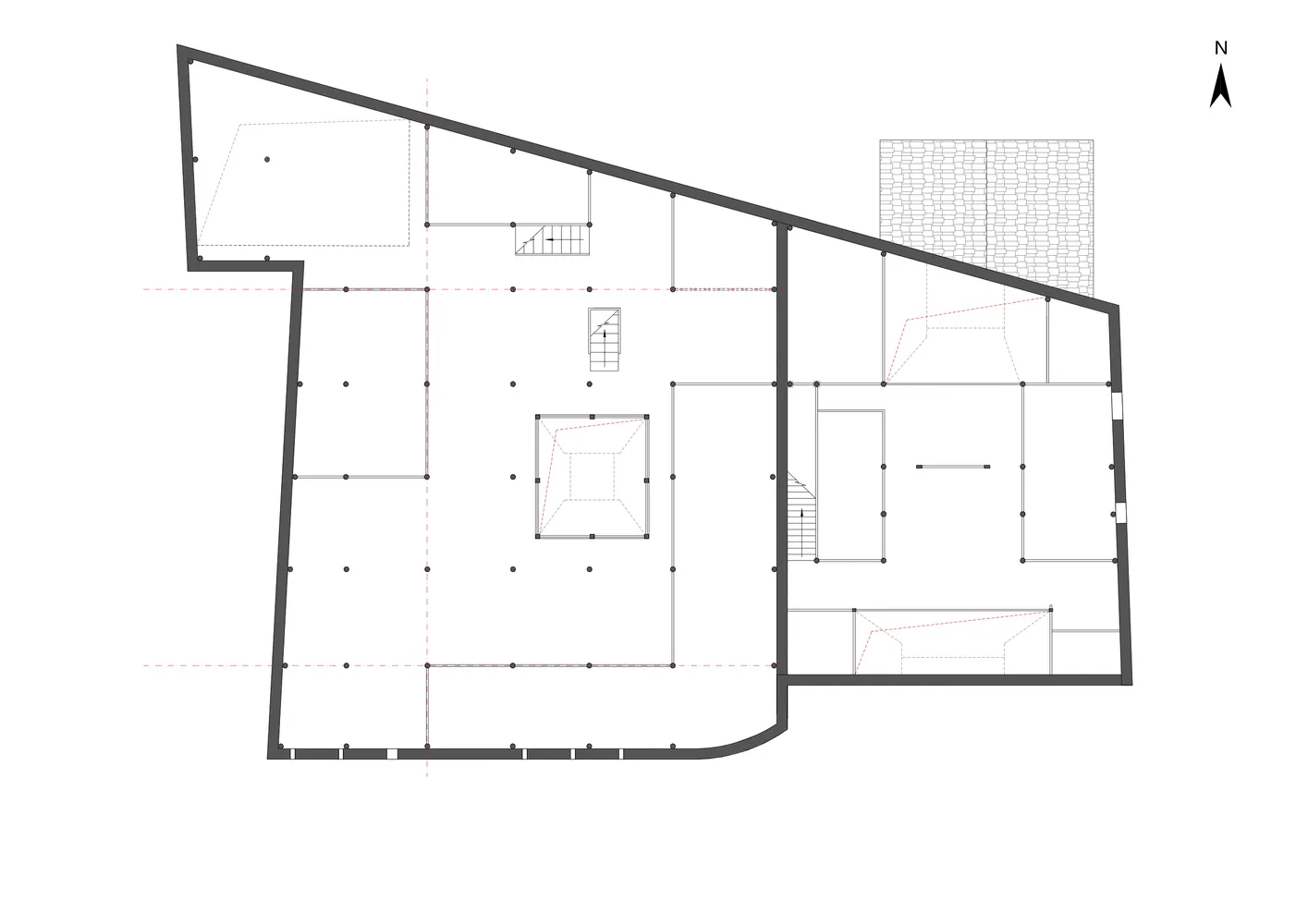 Minimalist architectural floor plan with linear design elements.