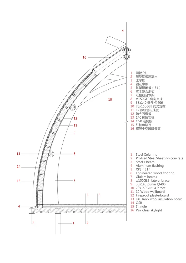建築圖面展示結構設計中的金屬平面細節。