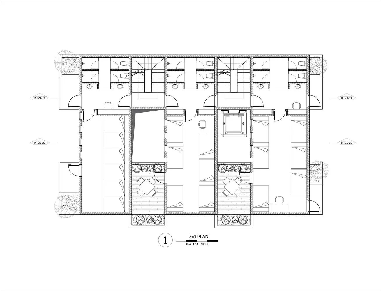 一張詳細的2D建築圖,描繪住宅二樓的平面配置。