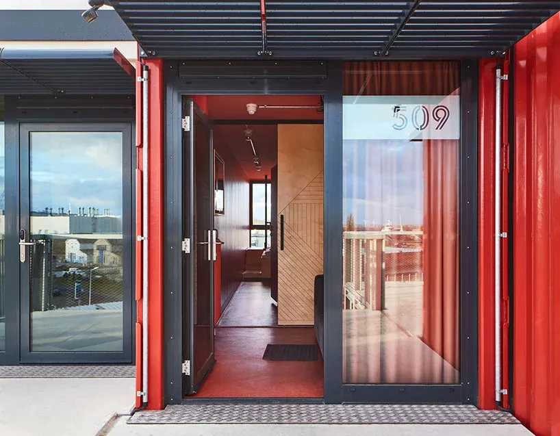 Modern commercial interior with metallic glass and metal features.