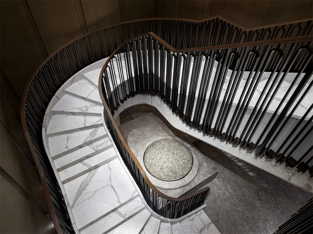Marble staircase in an interior space