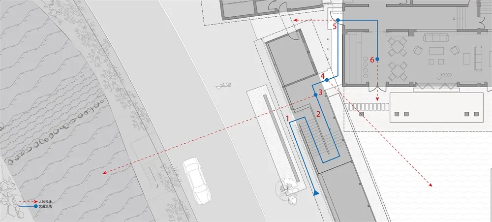 Floor plan of a modern house constructed with concrete.
