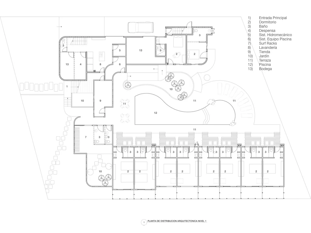 Residential floor plan showing various rooms and spaces.