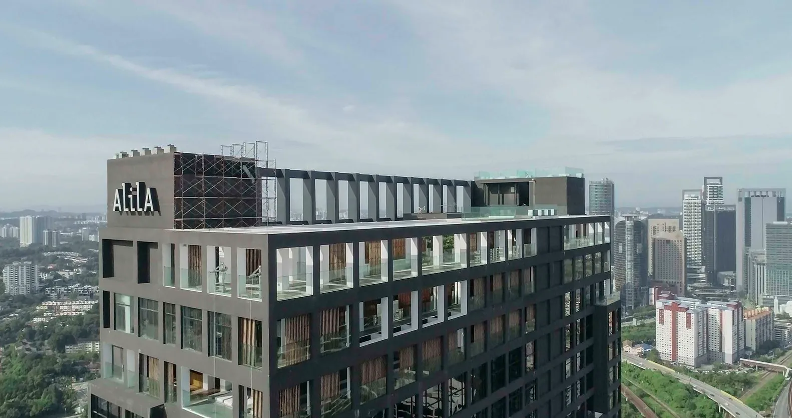 A modern office building with glass facade