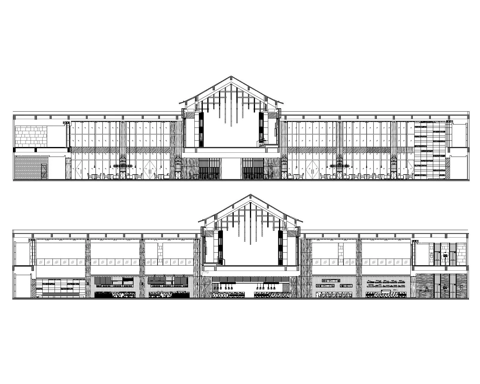 現代建築平面圖，展現寬敞玻璃立面與開放空間。