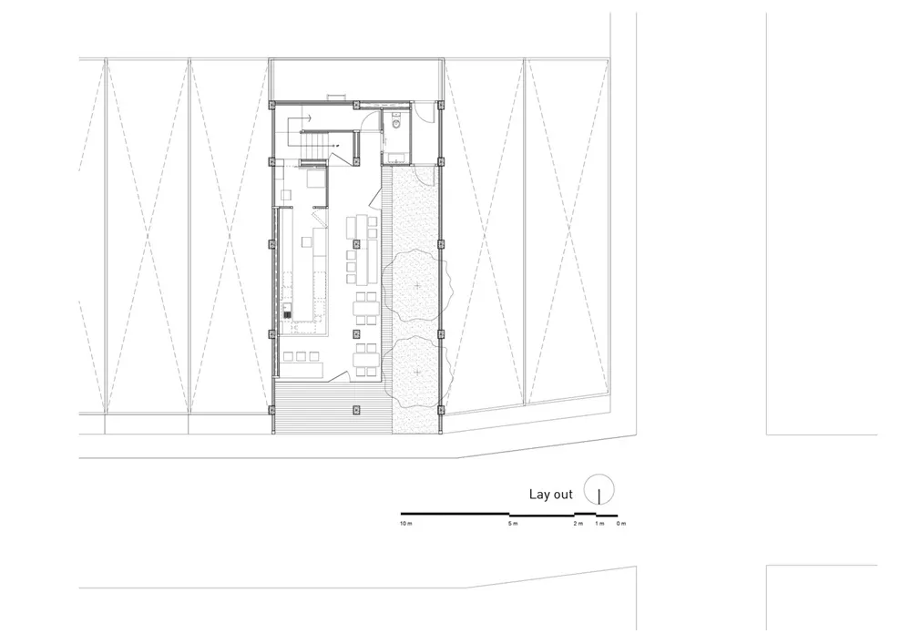 一張詳細的現代室內空間技術建築圖，呈現各功能區域與整體配置。