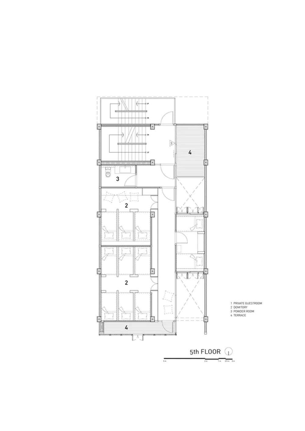 住宅建築的平面圖，標示各房間與走廊。