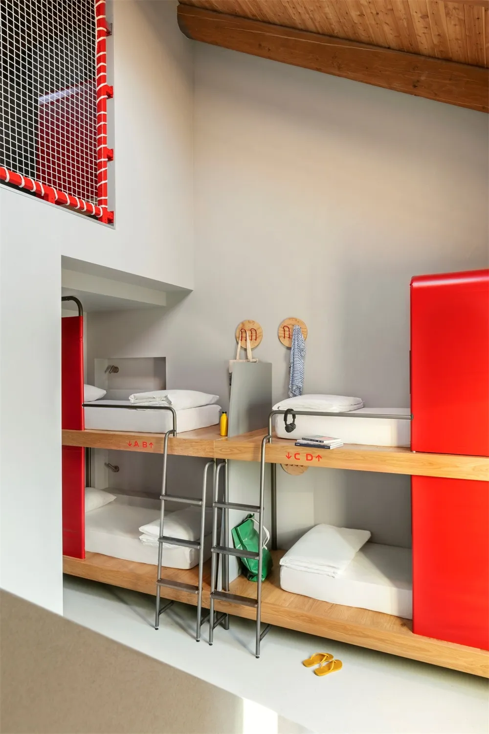 A minimalistic interior design featuring a combination of materials and furniture.
