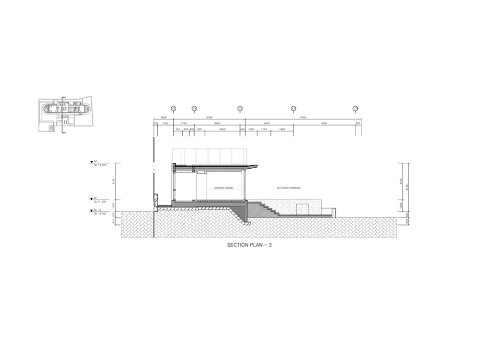 Modern dining room section plan
