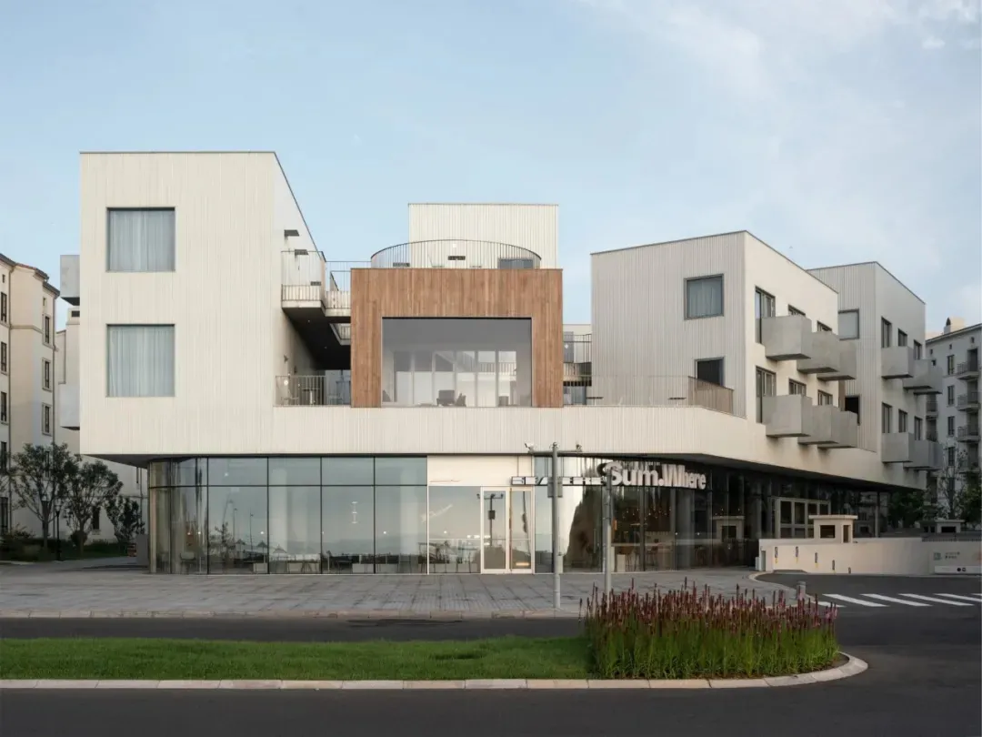 Modern building constructed with concrete, featuring minimalist design elements.