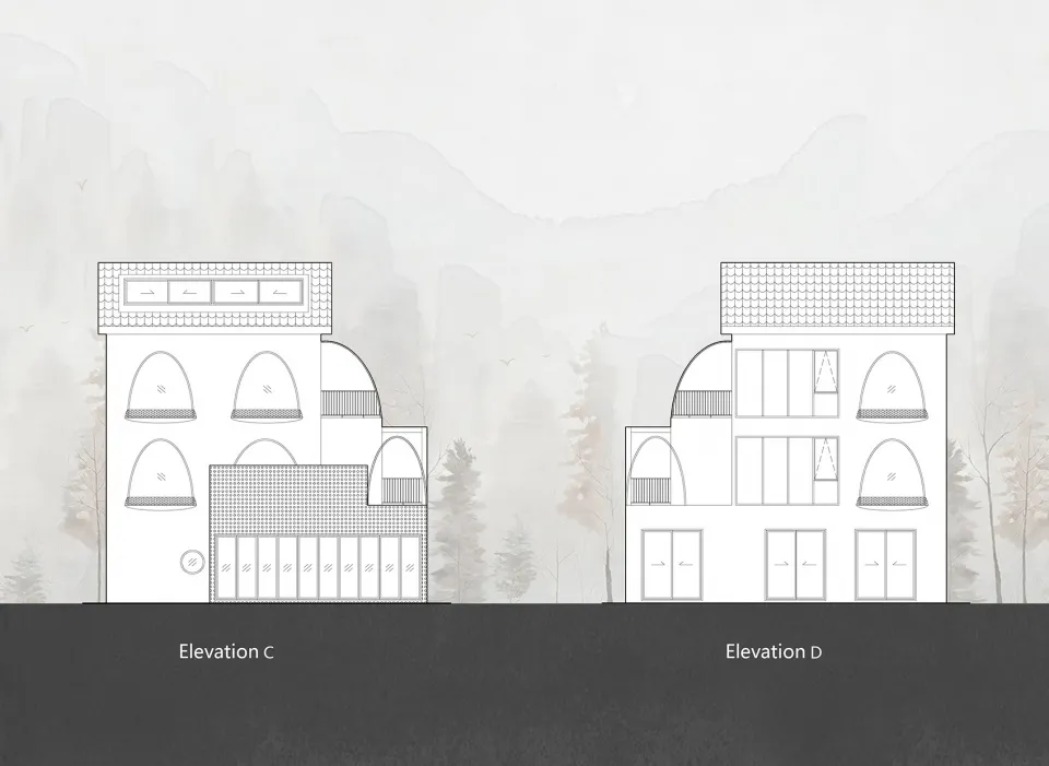 建築立面圖展示建築物外觀。