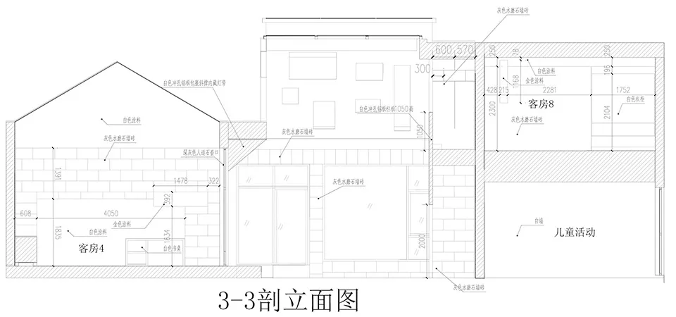 Modern architectural floor plan depicting a residential space with concrete materials and minimalist design.