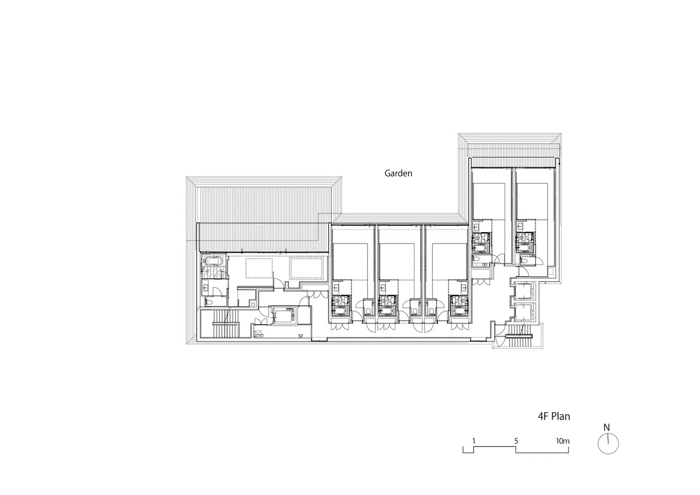 Black and white architectural floor plan of the 4th level showing rooms and layouts.