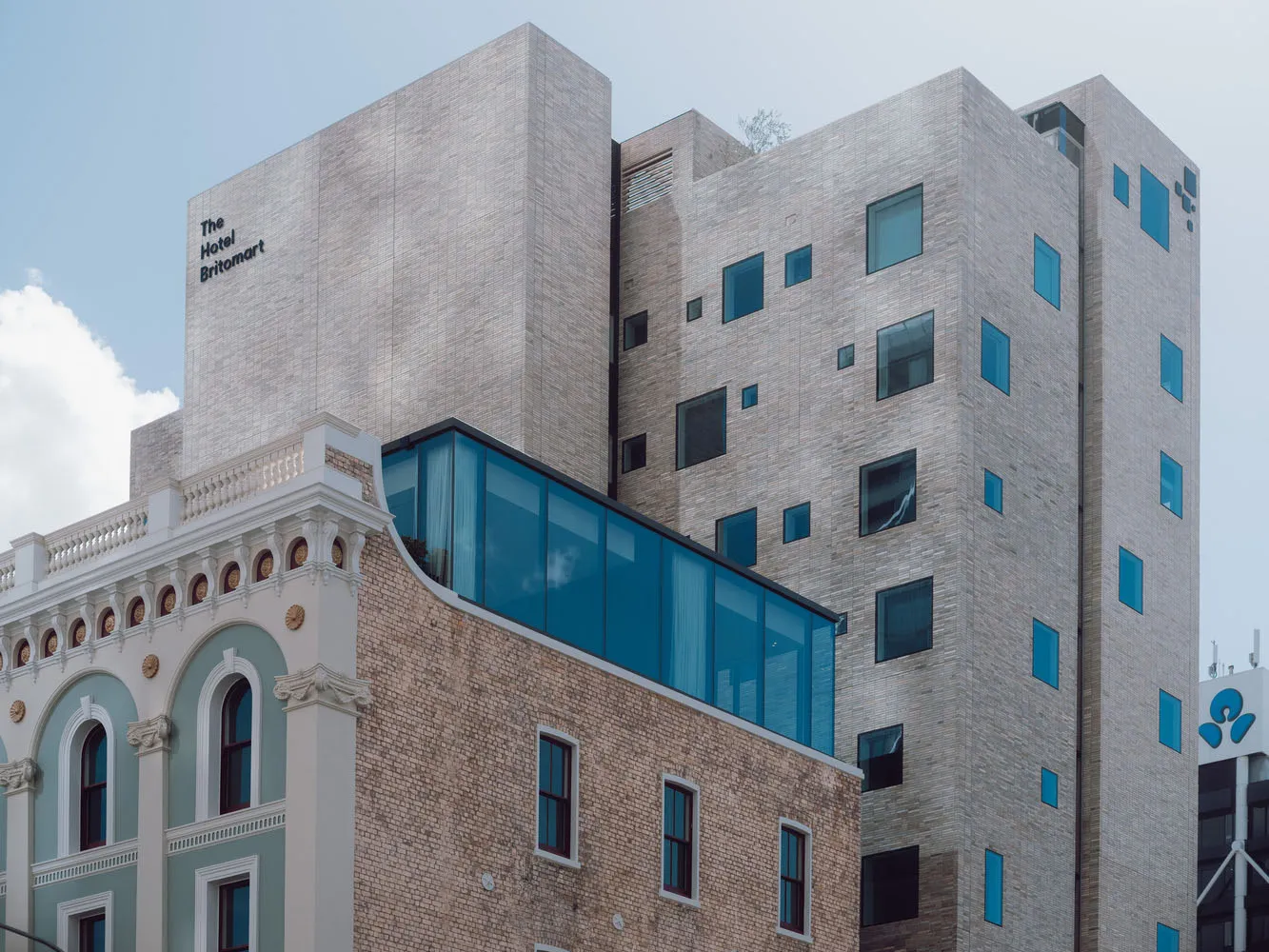 Modern office building with brick exterior