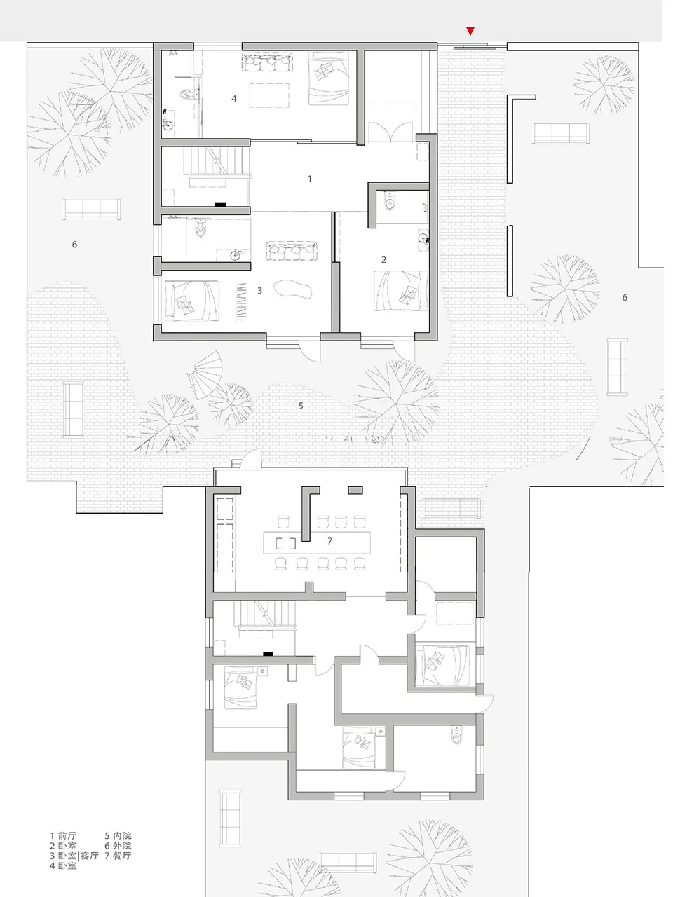Floor plan of a house showing various rooms and spaces.