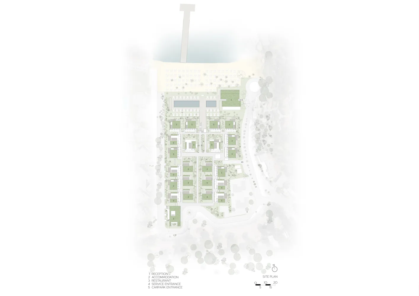 詳細的建築基地平面圖,展示住宅區的整體配置,包含多棟建築物與景觀元素。