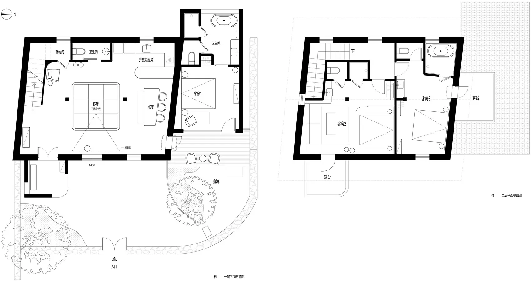 Schematic floor plan of a modern interior design, showing various rooms and layout.
