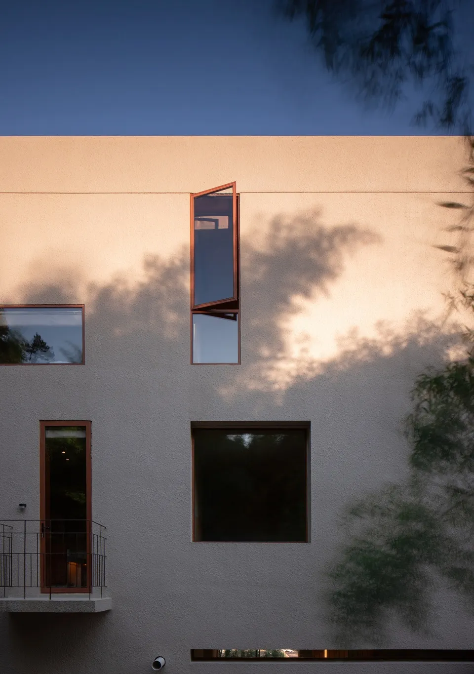 Modern building facade with concrete and glass materials