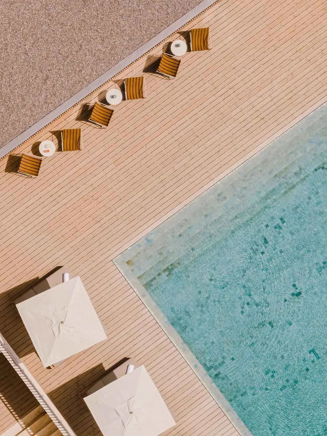 Swimming pool deck made of wood
